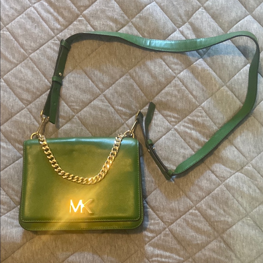 Michael Kors Green Crossbody Bag with Gold Chain